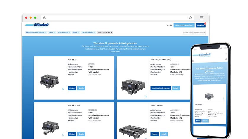 Der Produkfinder hilft bei der Auswahl aus über 1.000 Produkten