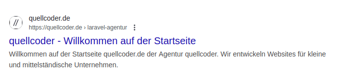 Beispiel schlechtes Google Snippet weil Titel und Description nicht aktivierend sind.