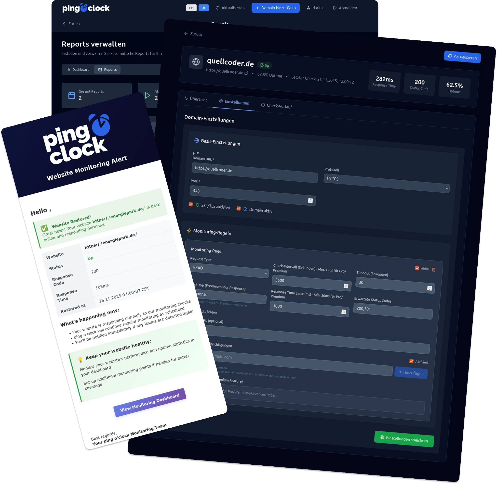 pingoclock Referenz – Uptime Monitoring & Content Monitoring Webanwendung - Individuelle Uptime  Reports