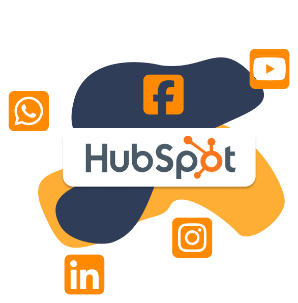 Online Marketing mit HubSpot und Logos von Sozialen Netzwerk