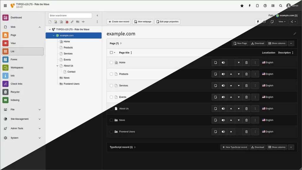 TYPO3 13 im Darkmode