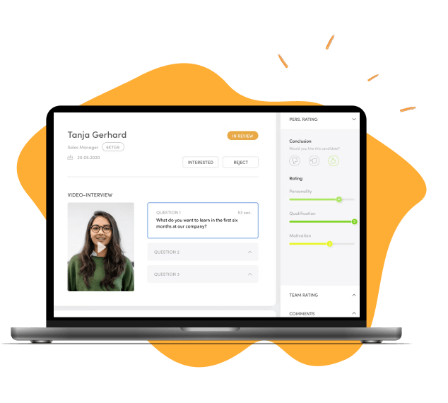 Talentcube Recruiter-Portal zur Auswertung der Videobewerbungen