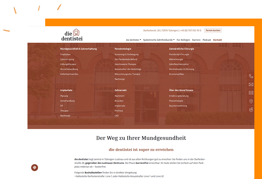 Neue Website der Zahnarztpraxis die dentistei