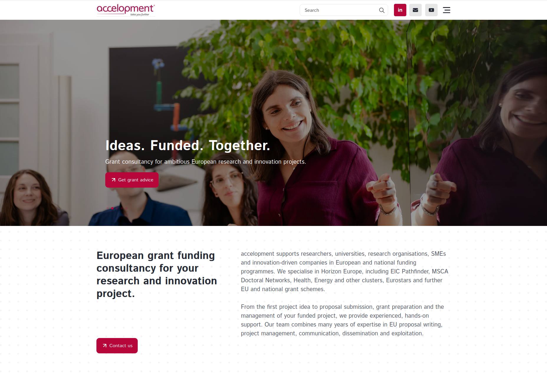 Screenshot des Website-Relaunchs für accelopment